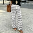 thumbnail image 2 of Dzrciro Pajama Pants for Women, Drawstring High Waist Wide Leg Stripes Pants with Pockets, Soft Daily Lounge Bottoms S-2XL, 2 of 5