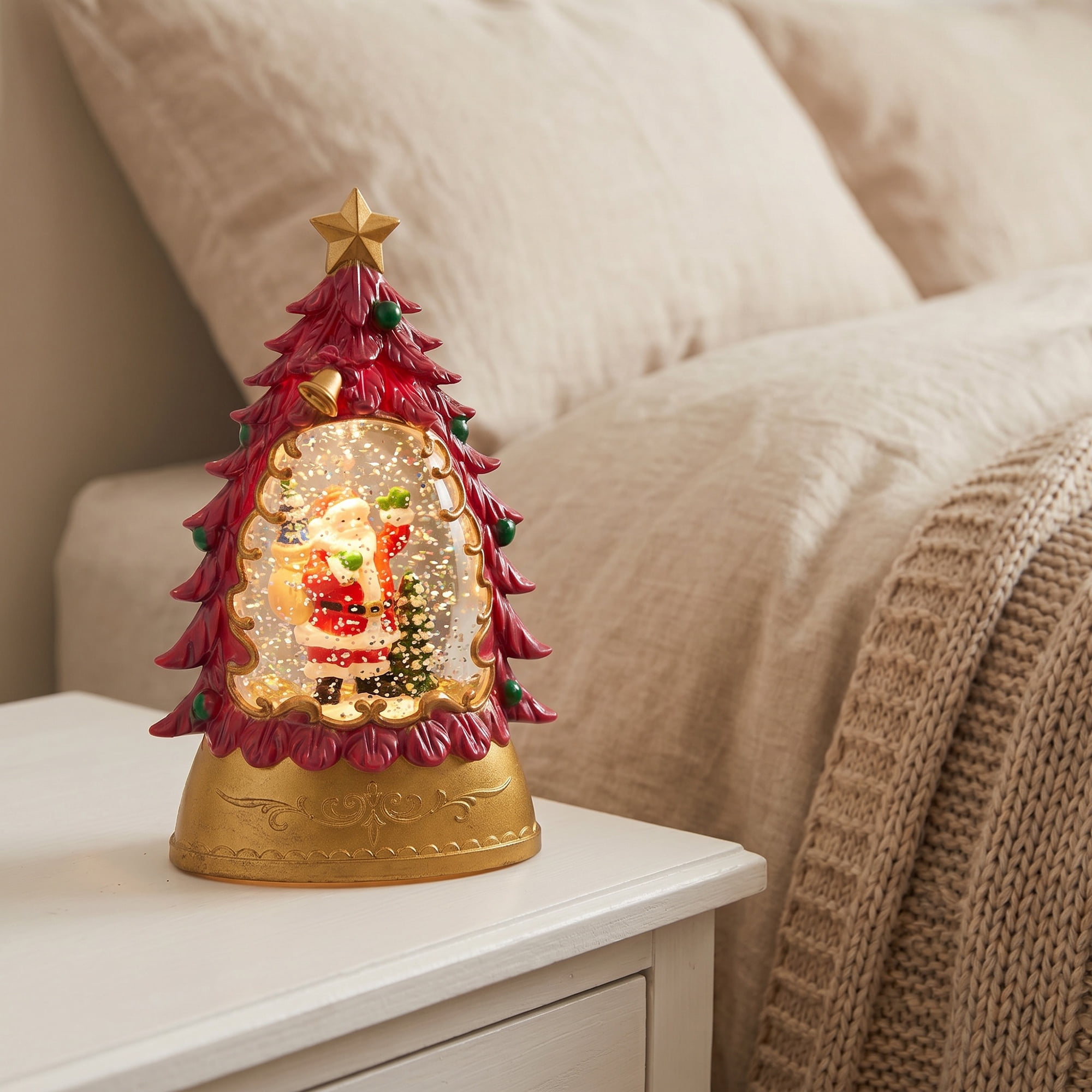 Unique Bargains Christmas Light Up Crystal Ball Shatterproof LED Lantern Red Style B 3.1"L x 2.2"W x 6.3"H