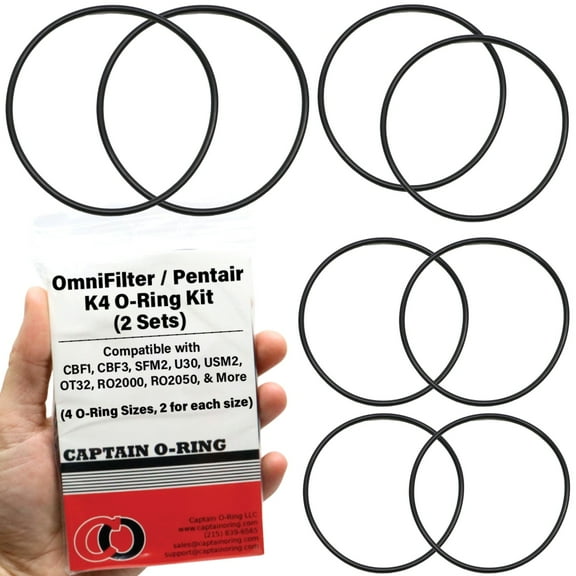 Captain O-Ring - K4 Replacement O-Ring Kit for OmniFilter K4, CBF1, CBF3, SFM2, U30, USM2, OT32, RO2000, RO2050, and More 2 Sets, 8 Orings