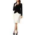 thumbnail image 2 of INSPIRE CHIC Women's Notched Lapel Long Sleeve Button Velvet Blazer S Black, 2 of 6