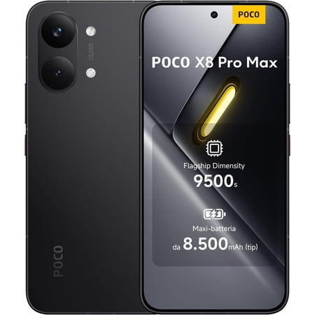 XIAOMI Poco X8 PRO 5G Ai (Compatible with Tmobile Mint Tello & Global) (256GB + 8GB) 6.59" 50MP Gamers Phone NFC Dual sim Unlocked Model 2511FPC34G Liberado (Black)