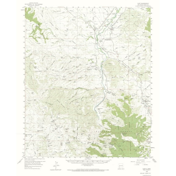 Topographical Map - Cliff New Mexico Quad - USGS 1959 - 23 x 28.26 - Vintage Wall Art