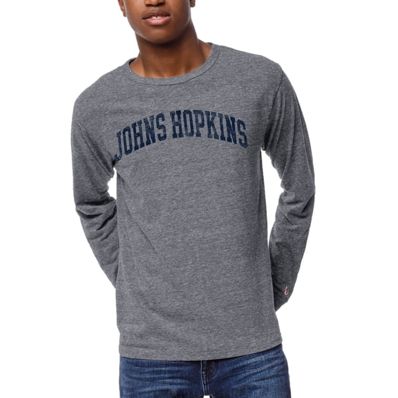 Men's League Collegiate Wear Heather Gray Johns Hopkins Blue Jays 1965 Victory Falls Long Sleeve Tri-Blend T-Shirt