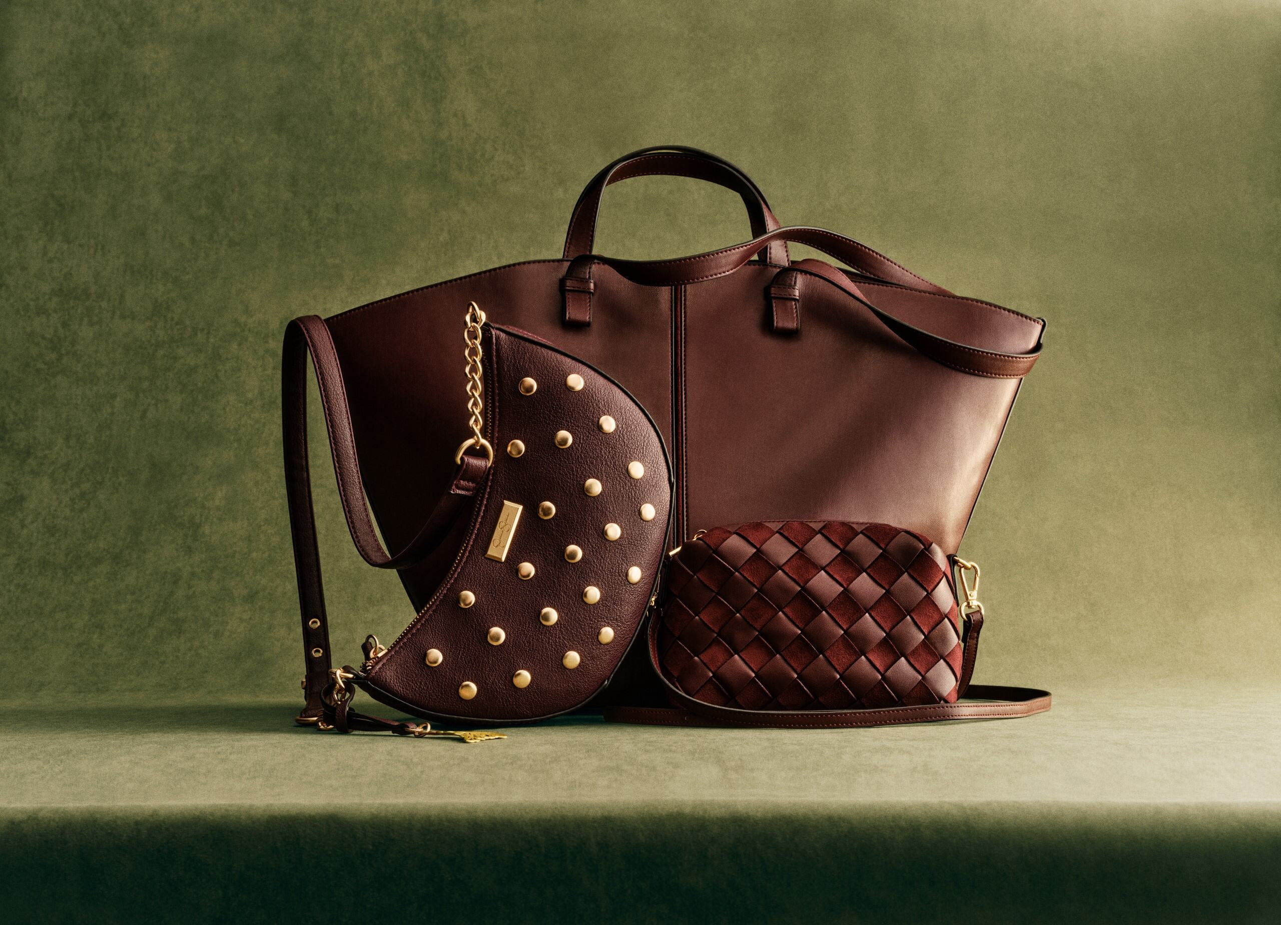 Time and Tru Women's Faux Leather Tulip Tote Handbag, Burgundy