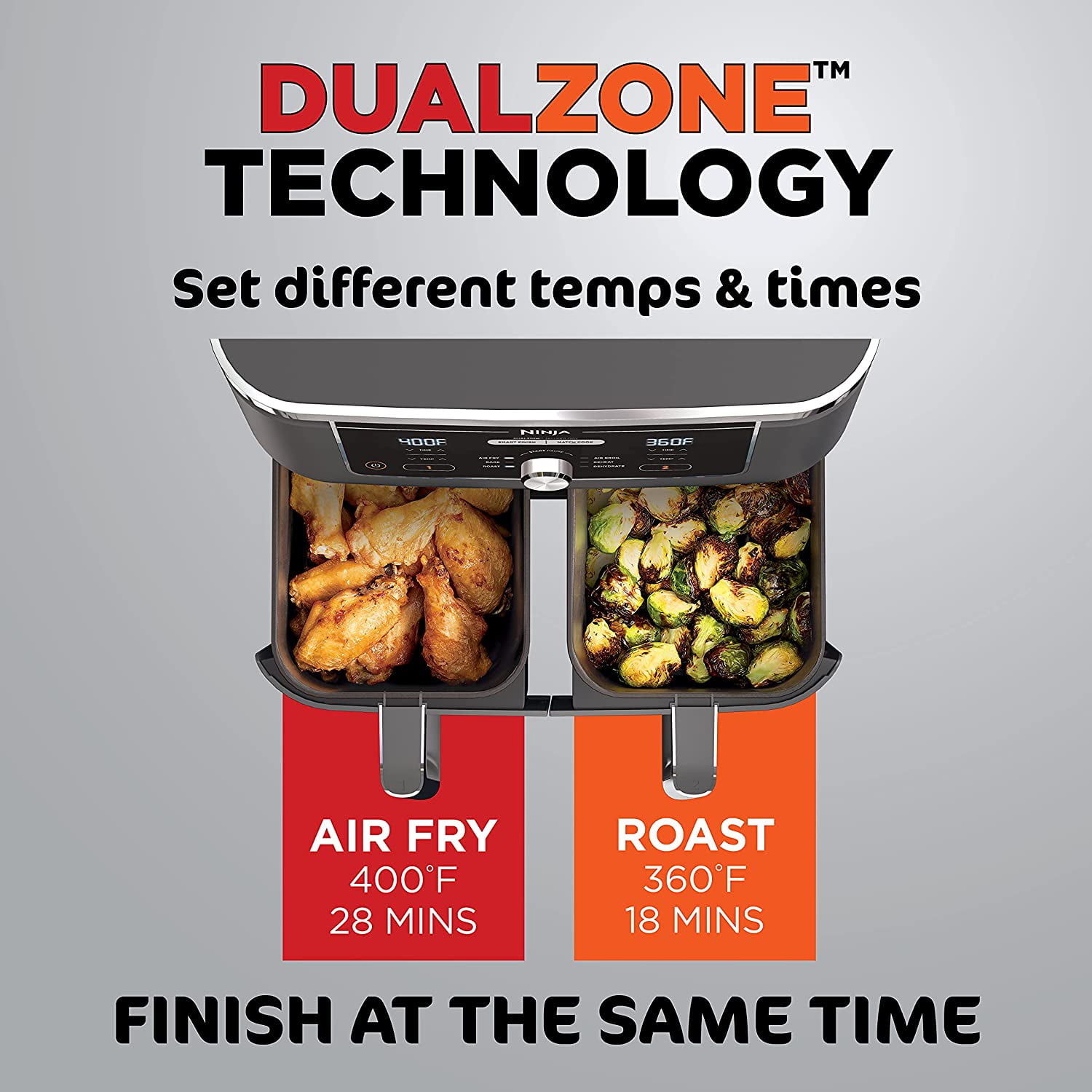 Buy Ninja DZ401 Foodi 6-in-1 10-qt. 2-Basket Air Fryer with DualZone  Technology, GRAY (Renewed) Online at desertcartIreland