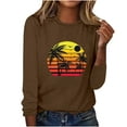 thumbnail image 4 of IROINNID Pink Tops for Women Spring Printed Long Sleeve Round Neck Casual Tee Reduced,Brown, 4 of 5