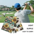 thumbnail image 5 of Yuyamidu Brown Cow Print Golf Towel Aztec Sunflowers Golf Cleaning Towel Soft Fabric Easy to Carry Golf Accessories for Men Women Enhance Your Golfing Experience, 5 of 7