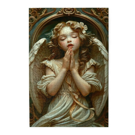 1000 pcs 1000 piece puzzle for adults Angel of Prayer,Unique and Beautiful Design,Vintage Art Stress relieving puzzle,Classic Angel Wooden Puzzles 1000 Piece,Unique Artwork for Adults,Relax yourself