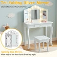 thumbnail image 2 of Kids Vanity, Little Girls Vanity Set with Stool and Light, 2 in 1 Wooden Kids Vanity Table and Chair Set, Princess Makeup Table with Drawer for Girls, 2 of 7
