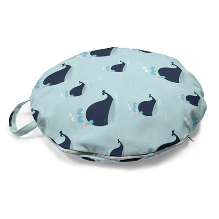 

Cartoon Round Floor Cushion with Handle Nautical Fantasy Character with Funny Unicorn Whale Decorative Pillow for Living Room & Dorms 18 Round Pale Blue Multicolor by Ambesonne