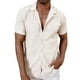 thumbnail image 1 of Mens Casual Manga Corta Botón Abajo Camisas de Color Sólido de Punto Girado Cuello Blusa, los Hombres de Manga Corta Botón Arriba Camisa para Primavera Verano, 1 of 4