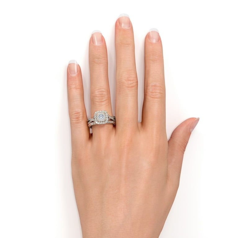 1.25 ct - Square Moissanite - Double Halo - Twisted Band - Vintage