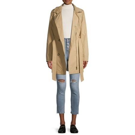 Forever Audrey Women's Belted Trench Coat with Zipper
