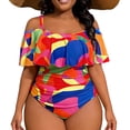 thumbnail image 2 of Women's Plus Size Printed One-Piece Swimsuit with Matching Bikini Top and Swim Trunks, 2 of 4