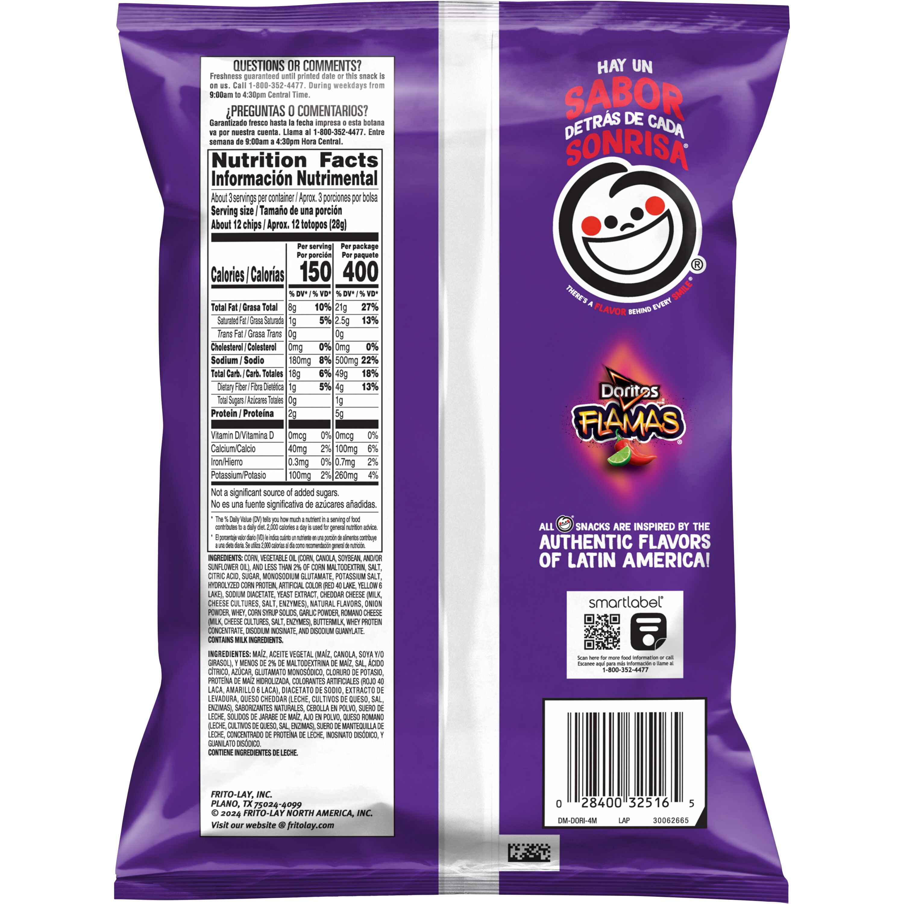 Doritos Flamas Flavored Tortilla Chips, 2.625 oz Bag