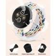 thumbnail image 3 of KOMI Bands Compatible with Google Pixel Watch 3 Band 41mm/Pixel Watch 2 Band/Google Pixel Watch Band - Upgraded Connector - Elastic Nylon Breathable Sport Straps for Women Men White Rainbow, 3 of 5
