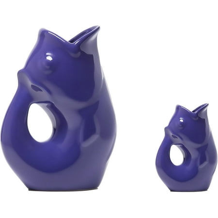 

Fish Pitcher Set Of 2 Indigo Blue French Inspired Design Large Pitcher 42 Oz. With Baby .
