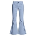 thumbnail image 3 of CONZONE Flared Pants For Big Girls Striped Graphic Elastic Waist Drawstring Girls Pants With Pockets Slim Fit Stretchy Fall Trousers For Girls Size 7-8 Years Blue, 3 of 6