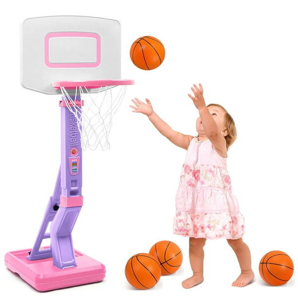 Canasta de baloncesto SUPER JOY para niños pequeños de 1 a 3 años, ajustable en altura