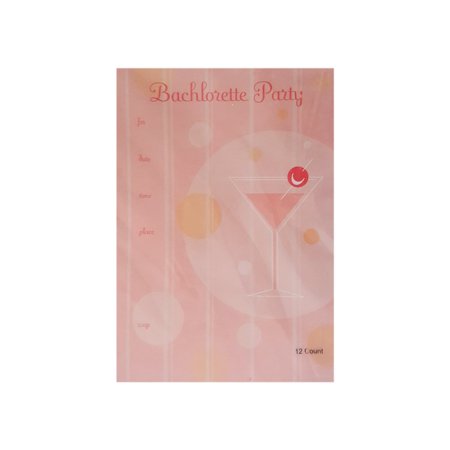 Bachelorette Party Invitations Pink Martini w/ Envelopes (12-Count)