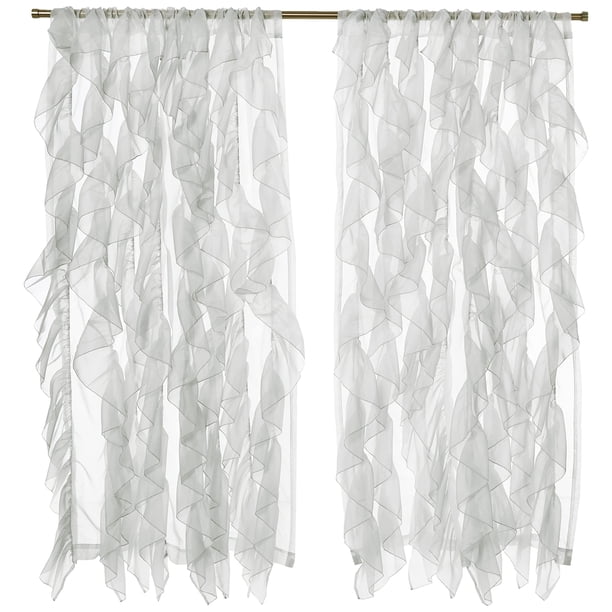 Cortinas de gasa transparente con volantes de la colección Sweet Home, 160 x 130 cm