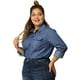 thumbnail image 1 of CamiVaqueManLarBolsillo En El Pecho BluDe Cambray Botón Abajo TalGrande PaMujeres Azul 4XL, 1 of 6