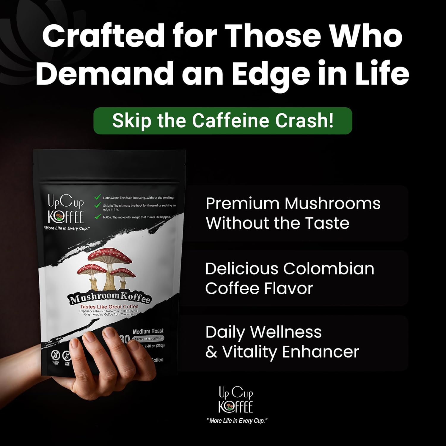 Mushroom Coffee UpCup Koffee - Ground Mushroom Coffee