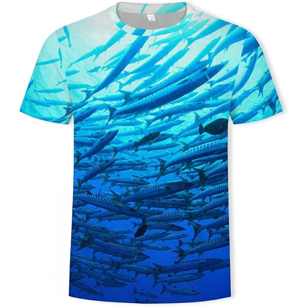 Playera Manga Larga Hombre 3D Fish T-Shirt Hombres Animal Camisetas Casual Hip Hop Camisetas Divertidas Ropa para Hombre Hip Hop New Slim O-Neck3D Fish T-Shirt Hombres Animal,T1346,4XL Xishao ropa