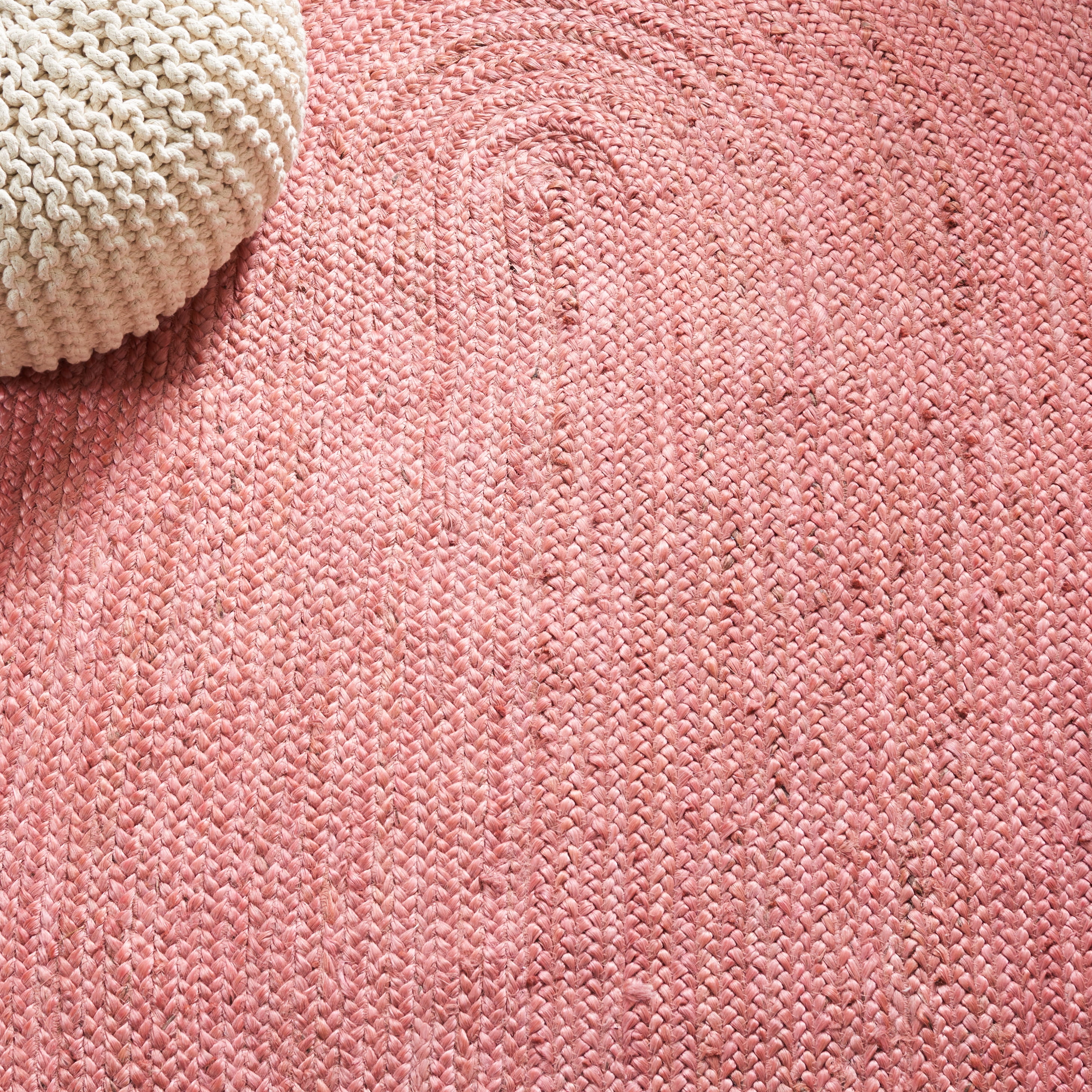 SAFAVIEH Natural Fiber Cebrail Geometric Area Rug, Pink/Natural, 3' x 5' Oval