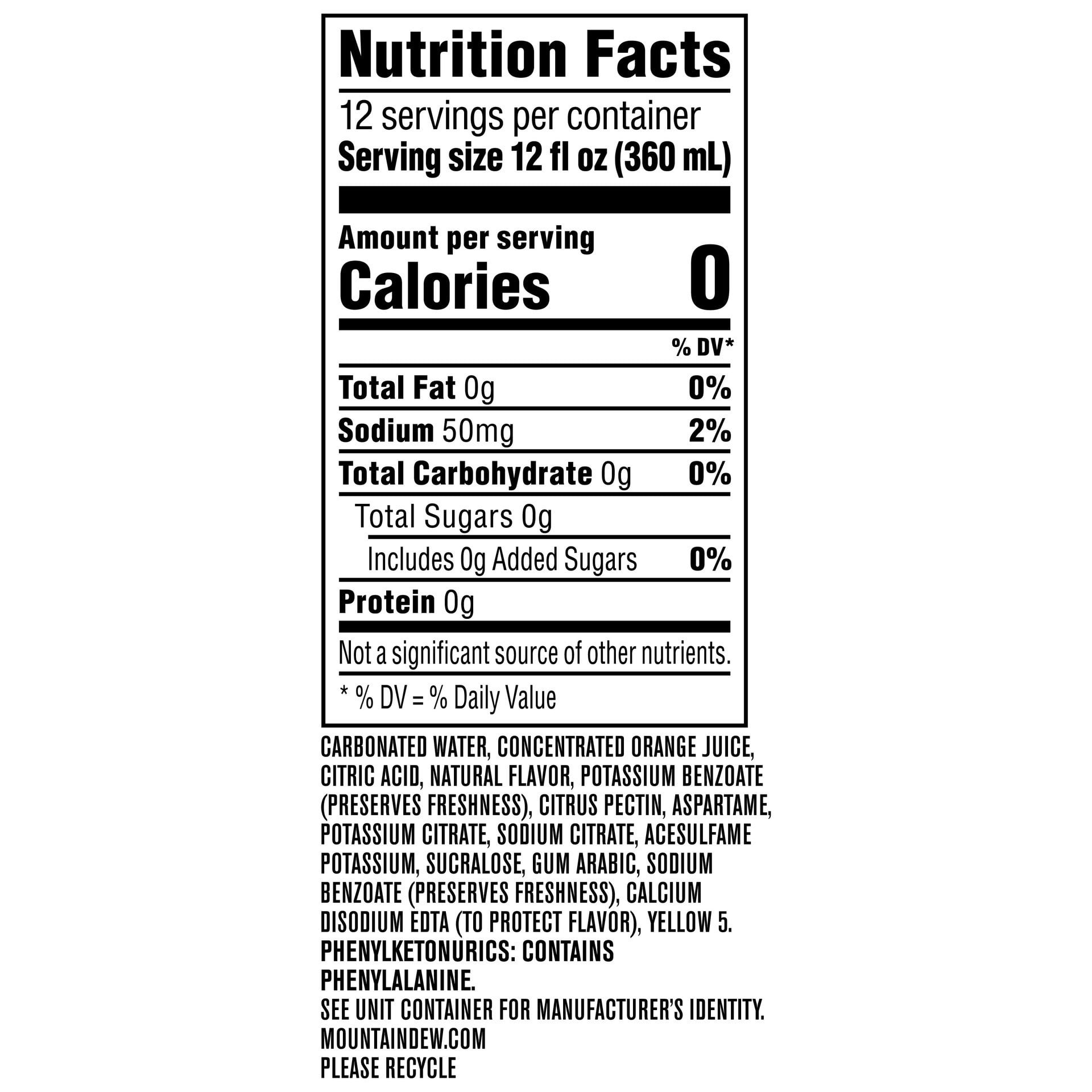 Caffeine Free Diet Mountain Dew Citrus Soda Pop, 12 oz, 12 Pack Cans