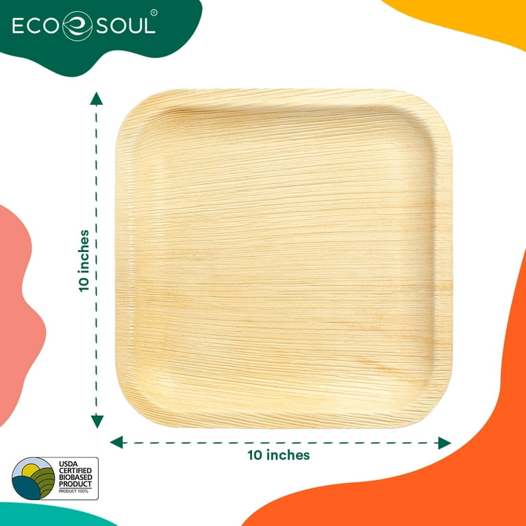 100% Compostable Disposable Paper Plates Bulk [10 20 Pack], Bamboo Plates,  Eco Friendly — Earth's Natural Alternative®