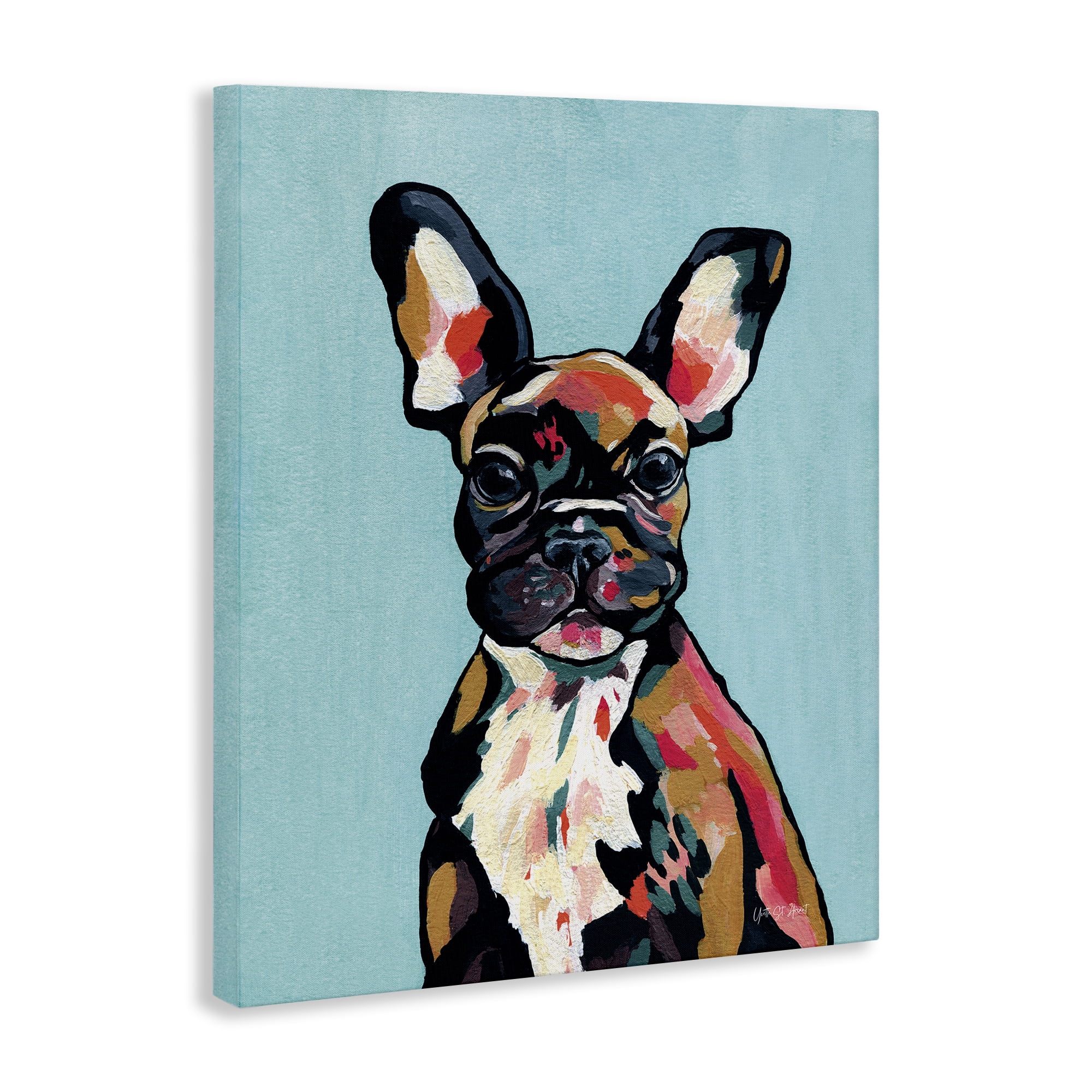Stupell Industries French Bulldog Modern Animals Painting Wrapped Canvas Art Print Wall Art, 16 x 20