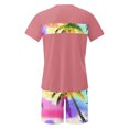 thumbnail image 5 of Wyobmus Workout Short Set for Men Slim Fit 2 Piece Tracksuit Summer Beach Shorts Outfits Short Sleeve Hawaiian Printed Sport Suits A-Pink, 5 of 5