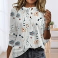 thumbnail image 1 of Blusa Informal Con Estampado De Flores Y Cuello Con Botones Para Mujer, Camisa De Manga Larga Con Cuello Redondo Para Viajes Diarios En La Oficina, 1 of 6
