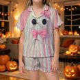 thumbnail image 2 of MEZZALL Girls Halloween Pajama Sets With Sleepwear Two Piece Cozy Short Sleeve Lapel Button Shirts Blouse Tops With Shorts For Toddler Kids Nightwear, 2 of 6