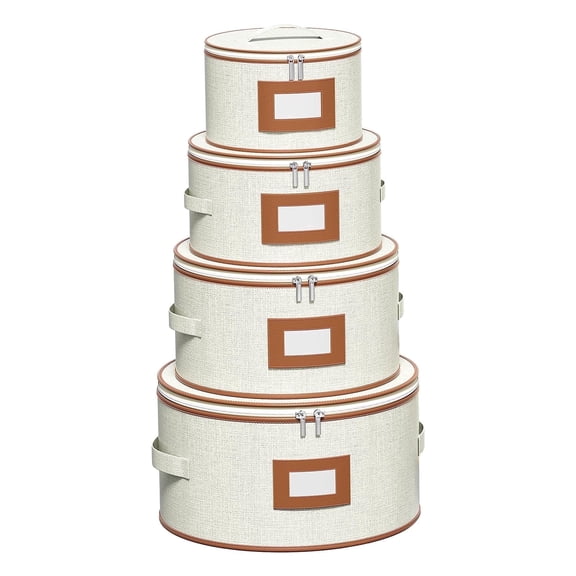 Aokeyee 4-Pack Hard Shell Dish Storage Containers with 48 Non-Woven Pads for Plates, Dinnerware & China - Ideal for Moving & Protection