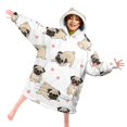 thumbnail image 3 of Pug and Hearts White Pattern Lamb Fleece Blanket Hoodies for Teens ,Teens Oversize Sherpa Wearable Hooded Blanket Sweatshirt with Super Pockets, 3 of 3