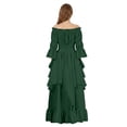 thumbnail image 4 of IROOZIGOTO Womens Medieval Renaissance Maxi Dress Off Shoulder Long Flare Sleeve with Brown Lace Up Corset Belt Halloween Cosplay Costume, 4 of 9