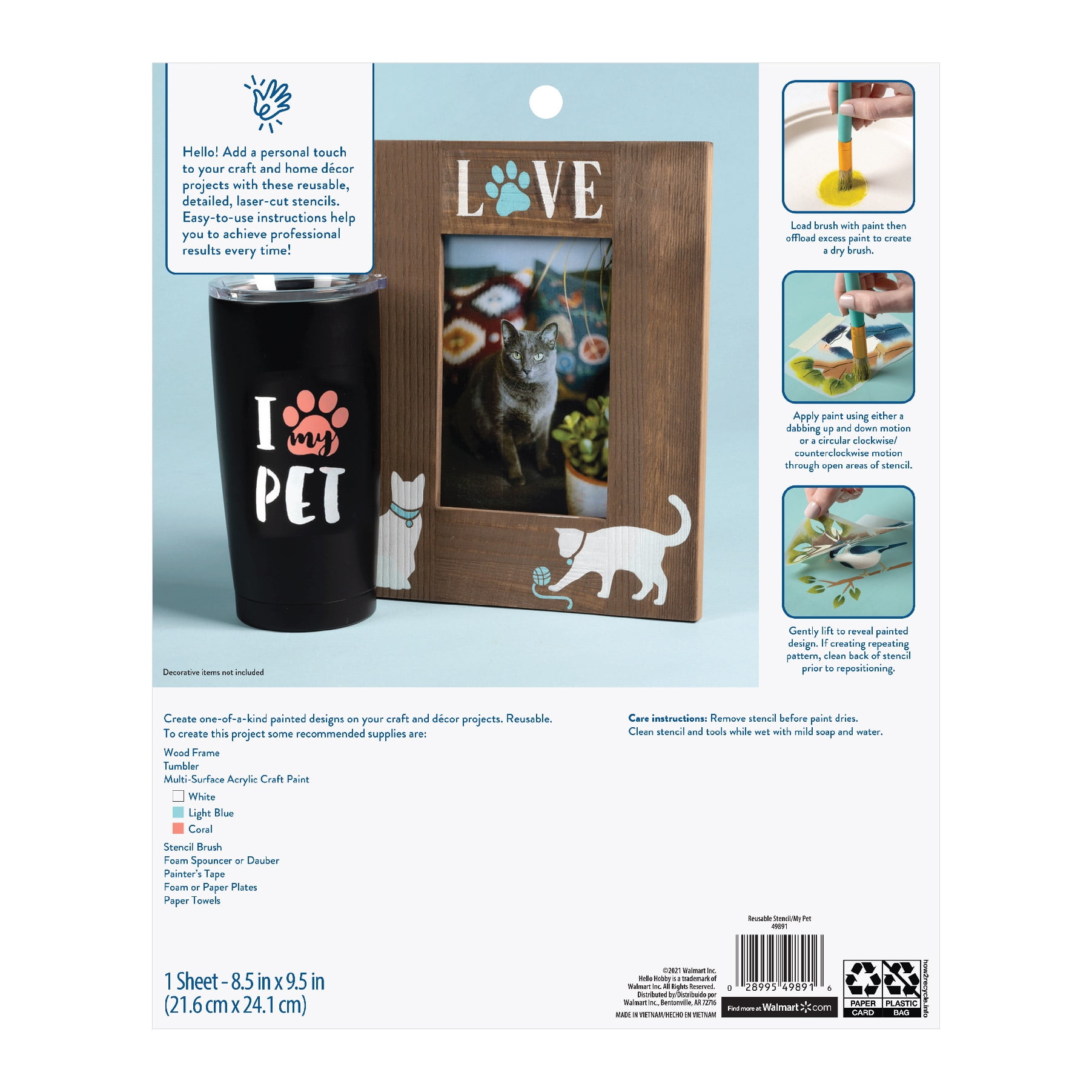 Hello Hobby Stencil Set, 8.5" x 9.5", 1 Piece, Pet