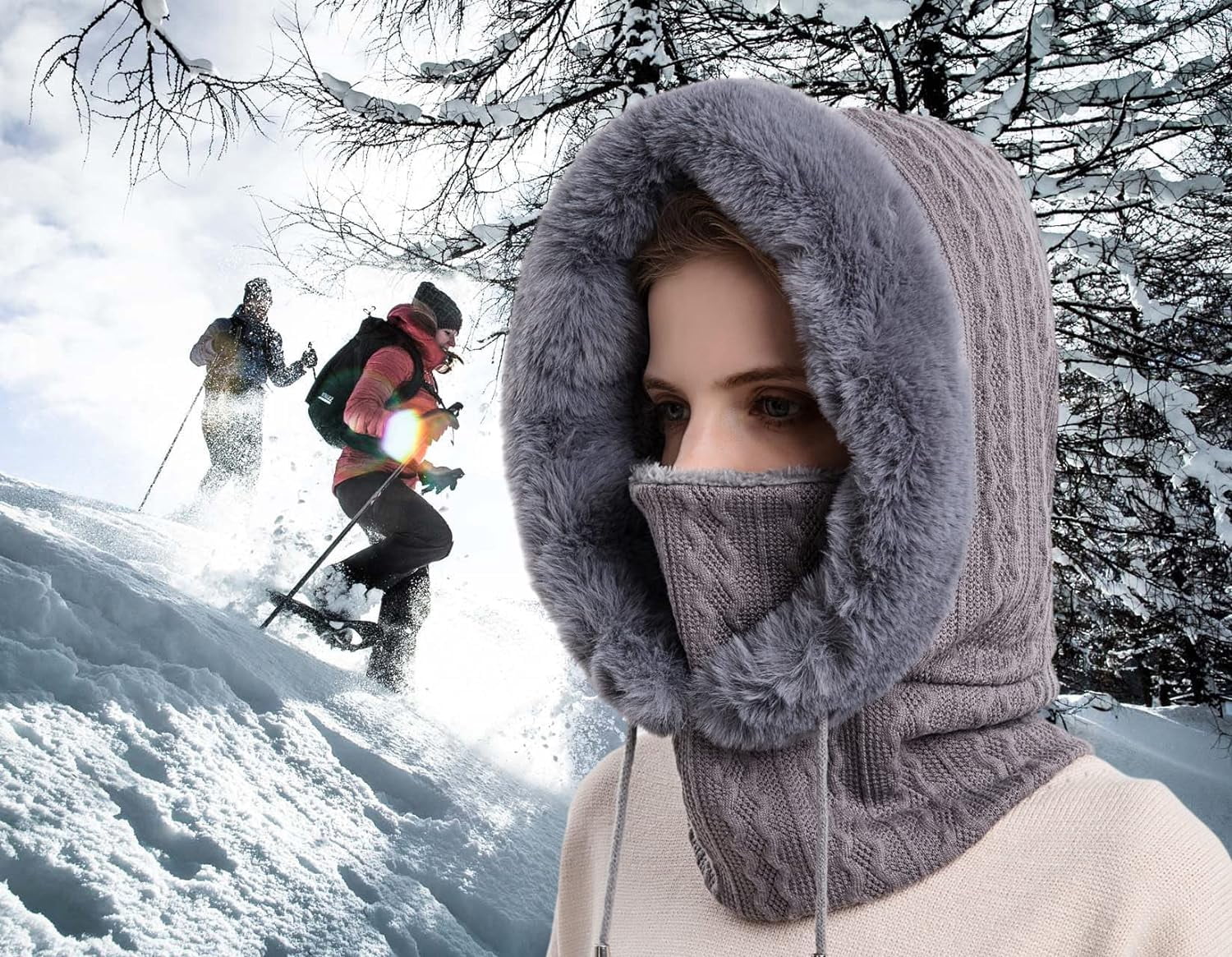 YooGuoGuo Women Winter One Piece Beanie Hat Slouchy Fleece Balaclavas Face Mask Neck Scarf Set Earmuff Ski Snow Knit Hats