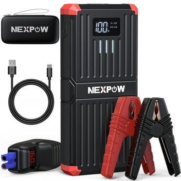 NEXPOW 6000A Car Jump Starter（up to All Gas or 12L Diesel）, 26800mAh Jump Starter Battery Pack, 12V Portable Jump Box with LED Display & Smart Jumper Cables, Perfect Father's Day Gift