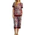 thumbnail image 2 of Cueply Womens Pajamas Sets Short Sleeve Sleepwear Top Capri Pants Casual Lounge Sets with Pockets, 2 of 6