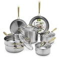 thumbnail image 1 of Juego de ollas y sartenes GreenPan de acero inoxidable de 11 piezas, apto para inducción, con revestimiento triple y tapas, compatible con todo tipo de cocinas, con marcas de medición, apto para lavav, 1 of 5