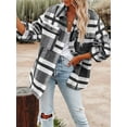 thumbnail image 6 of Women'S Flannel Plaid Shacket Fall Outfits Long Sleeve Button Down Shirts Jacket Coats with Side Pockets Gray XXL, 6 of 9