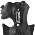 thumbnail image 3 of Boho Hollow Rectángulo Acrílico Pendientes de gota para mujer Fiesta de boda - gris Hugo aretes colgantes rectangulares, 3 of 7