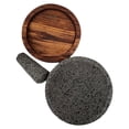 thumbnail image 3 of Molcajete de piedra volcánica Wood Planks MX con base alta de parota, 3 of 4