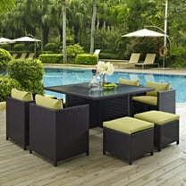 Modway Inverse 9 Piece Outdoor Patio Dining Set in Espresso Peridot