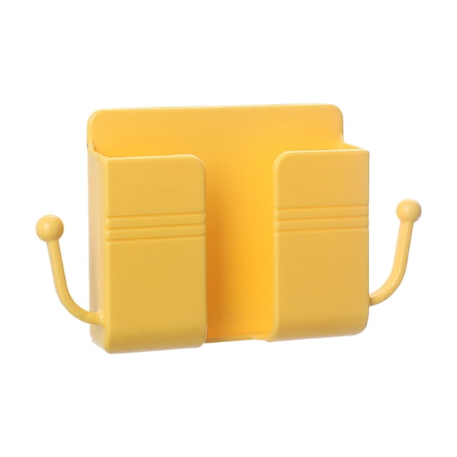 Maoww Remote Control Storage Box Wall Mounted Phone Holder Plastic Case Organizer for Home Office, Yellow