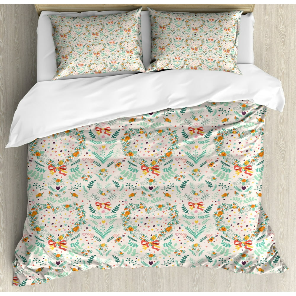 Shabby Chic King Size Duvet Cover Set, Vintage Country Style Kitsch