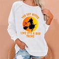 thumbnail image 2 of DeHolifer Halloween Sweatshirt for Women 2023 Witch Printed Plus Size Pullover Loose Fit Holiday Long Sleeve Crew Neck Tops White 2XL, 2 of 4